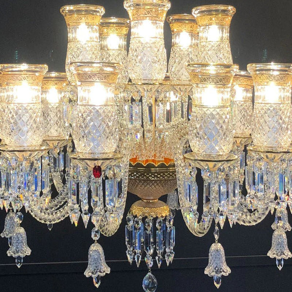 15 Lights Crystal Chandelier Gold & Clear Crystal Lighting - Arialamps