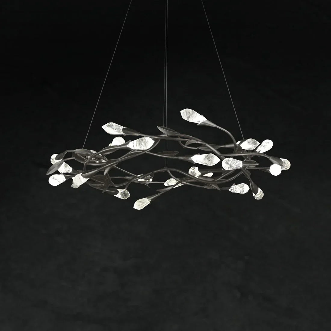 Modern Linear/Round Floral Branches Crystal Chandelier