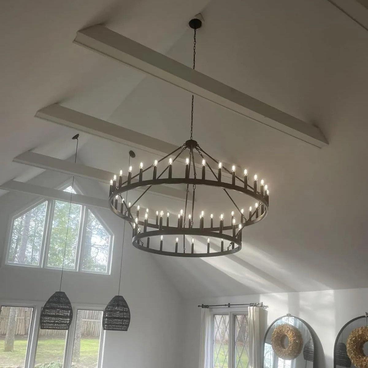 Camina Vintage Filament Two-Tier Round Chandelier 38"