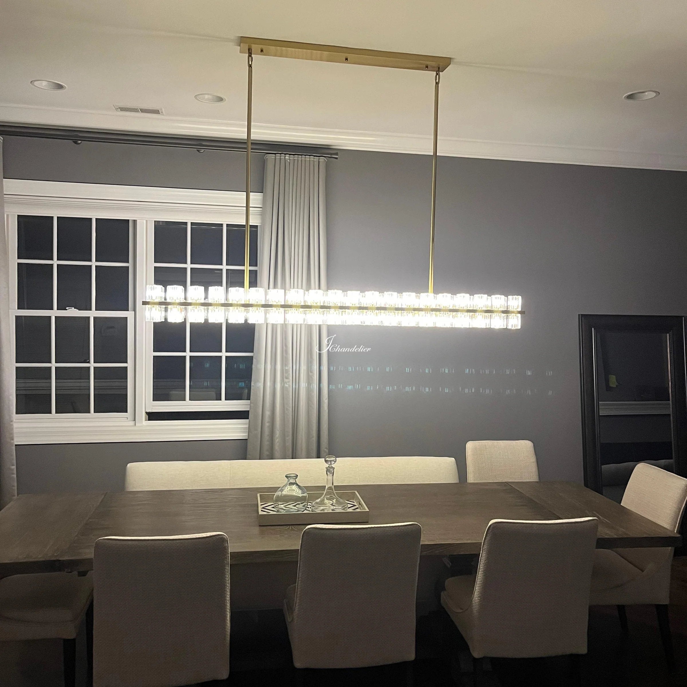 Arcachen Crystal Rectangular Chandelier 54"