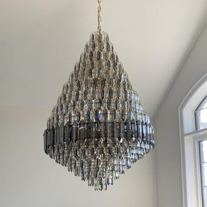 Luxury Multi-tiered Honeycomb Crystal Chandelier for High Ceiling