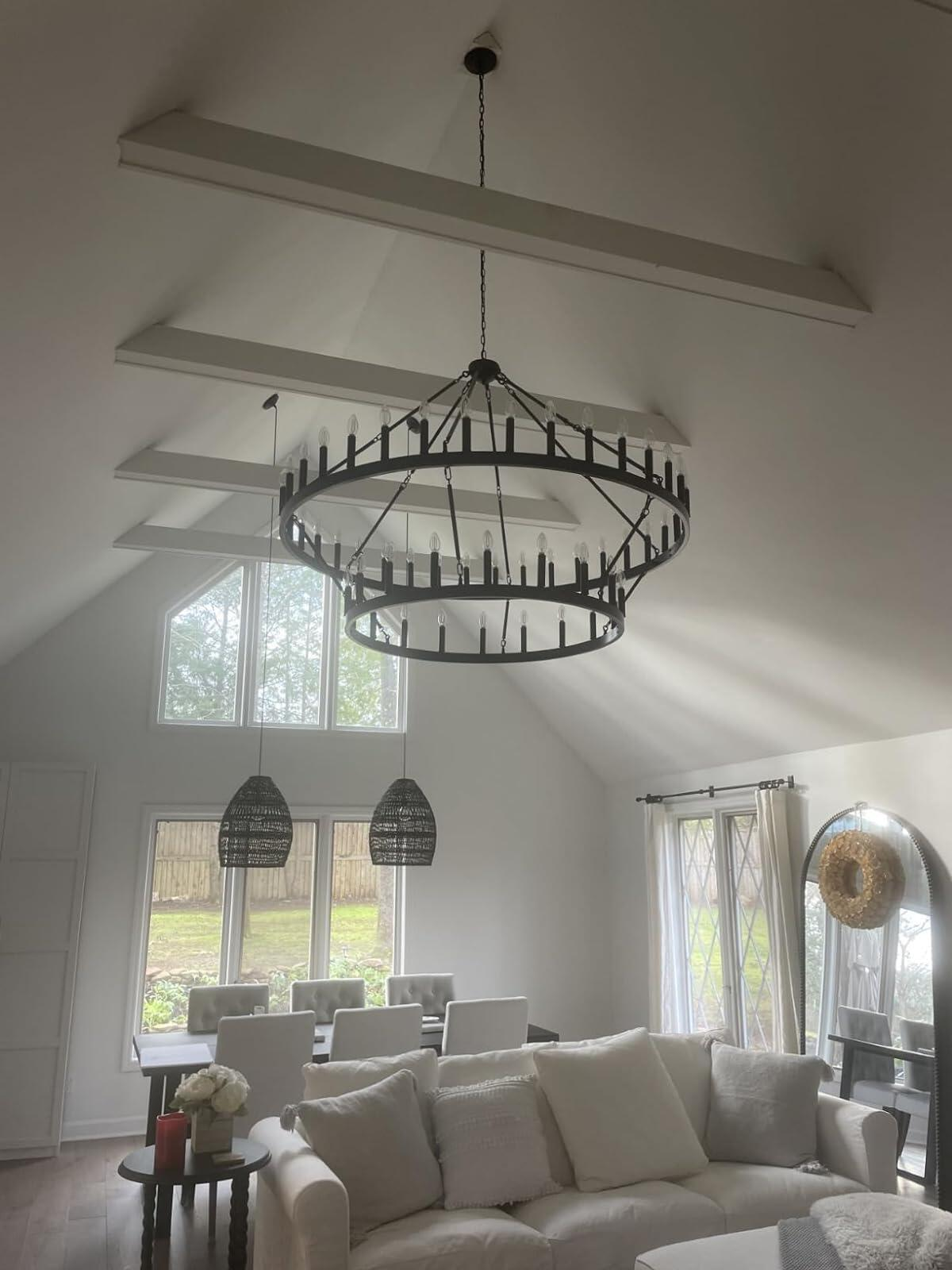 Camina Vintage Filament Two-Tier Round Chandelier 38"