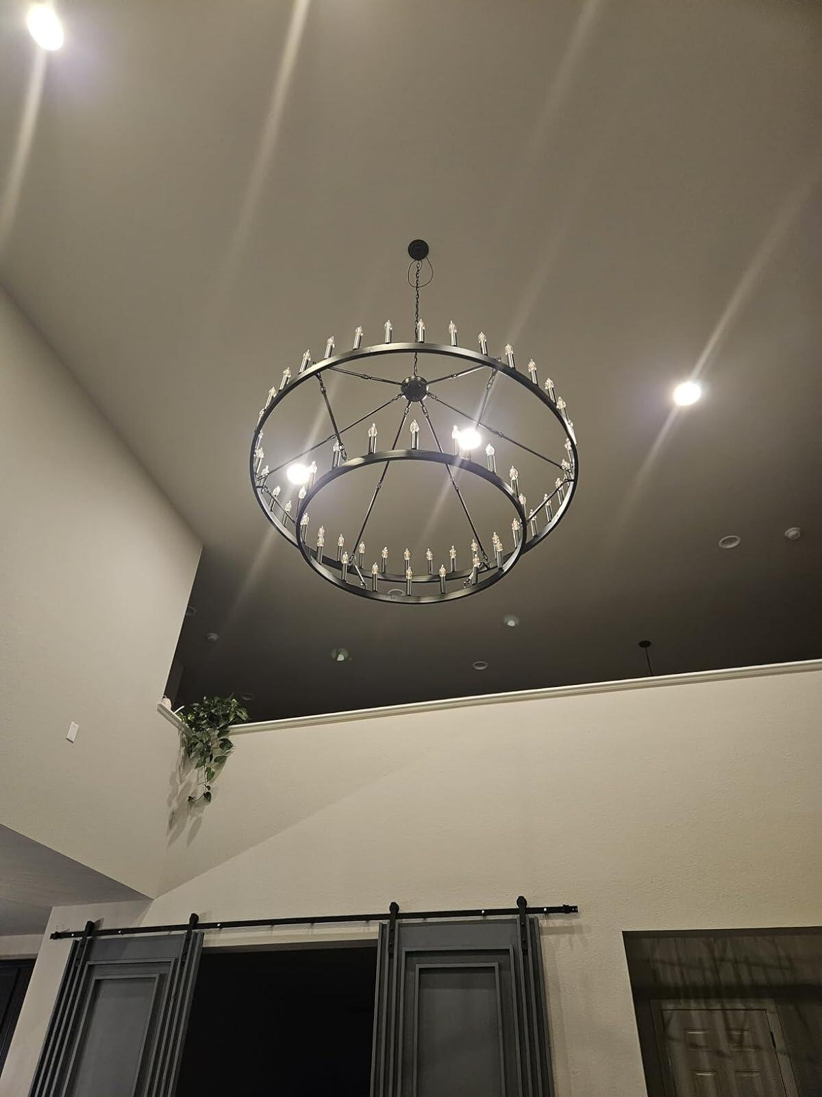 Camina Vintage Filament Two-Tier Round Chandelier 38"