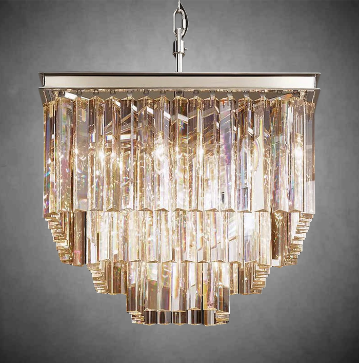 1920s Odaon Art Deco Square Chandelier 22"