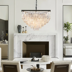 1920s Odaon Crystal Square Chandelier 22" 34" 47"-47''-Matte Black-Arialamps