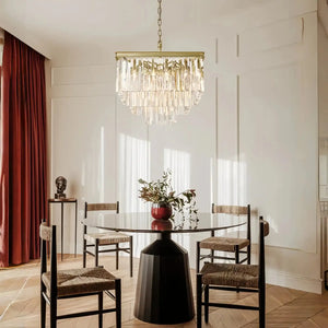 1920s Odaon Crystal Square Chandelier 22" 34" 47"-22''-Lacquered Burnished Brass-Arialamps