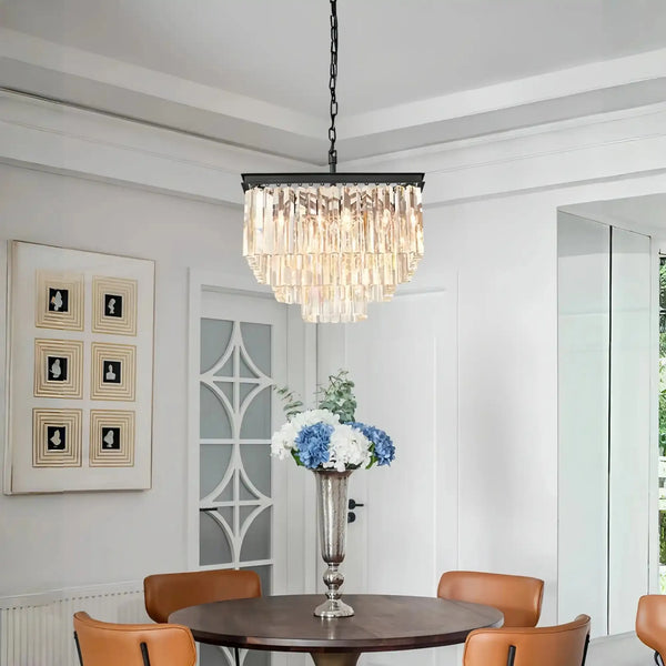 1920s Odaon Crystal Square Chandelier 22" 34" 47"-Arialamps