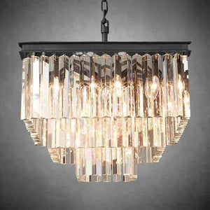 1920s Odaon Crystal Square Chandelier 22" 34" 47"-22''-Matte Black-