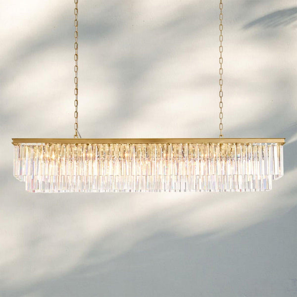 1920S Odaon Rectangular Chandelier 40-72"-Lacquered Burnished Brass-