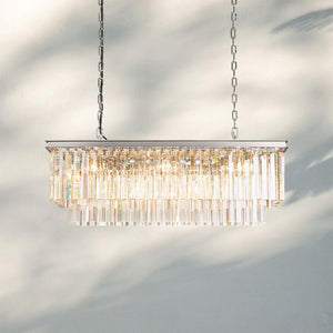 1920S Odaon Rectangular Chandelier 40-40"-Polished Nickel-
