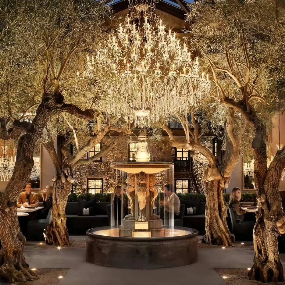 19th C. Rococa Iron & Crystal Round Chandelier 101"-Rustic Iron-