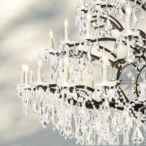 19th C. Rococa Iron & Crystal Round Chandelier 101"-