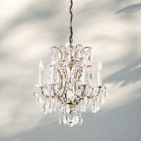 19th C. Rococa Iron & Crystal Round Chandelier 18‘’-