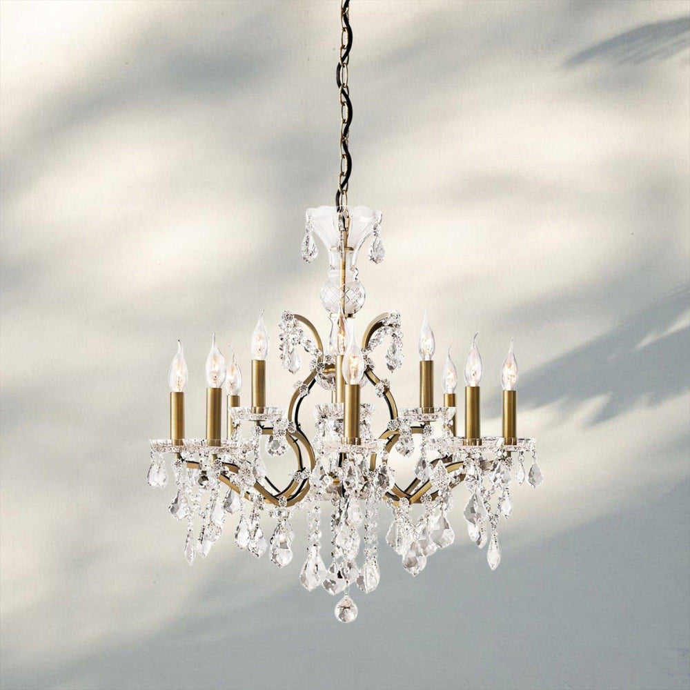 19th C. Rococa Iron & Crystal Round Chandelier 28"-Arialamps