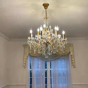 19th C. Rococa Iron & Crystal Round Chandelier 28"-Arialamps