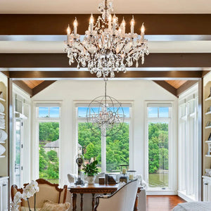 19th C. Rococa Iron & Crystal Round Chandelier 33"-Arialamps