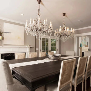 19th C. Rococa Iron & Crystal Round Chandelier 33"-Arialamps