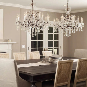 19th C. Rococa Iron & Crystal Round Chandelier 33"-Arialamps