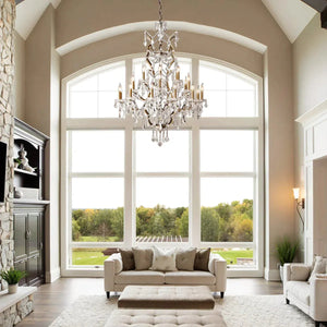 19th C. Rococa Iron & Crystal Round Chandelier 40"-Antiqued Brass-Arialamps