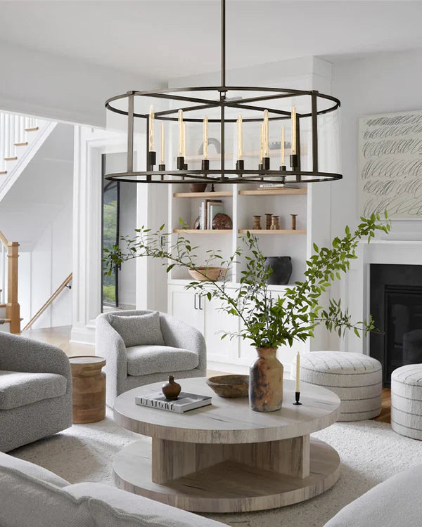 Baker Glass Lantern Modern Round Chandelier 33"44"55"