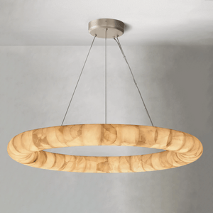 Rivaga Lisse Alabaster Round Chandelier 31" 41" 61"D - Arialamps