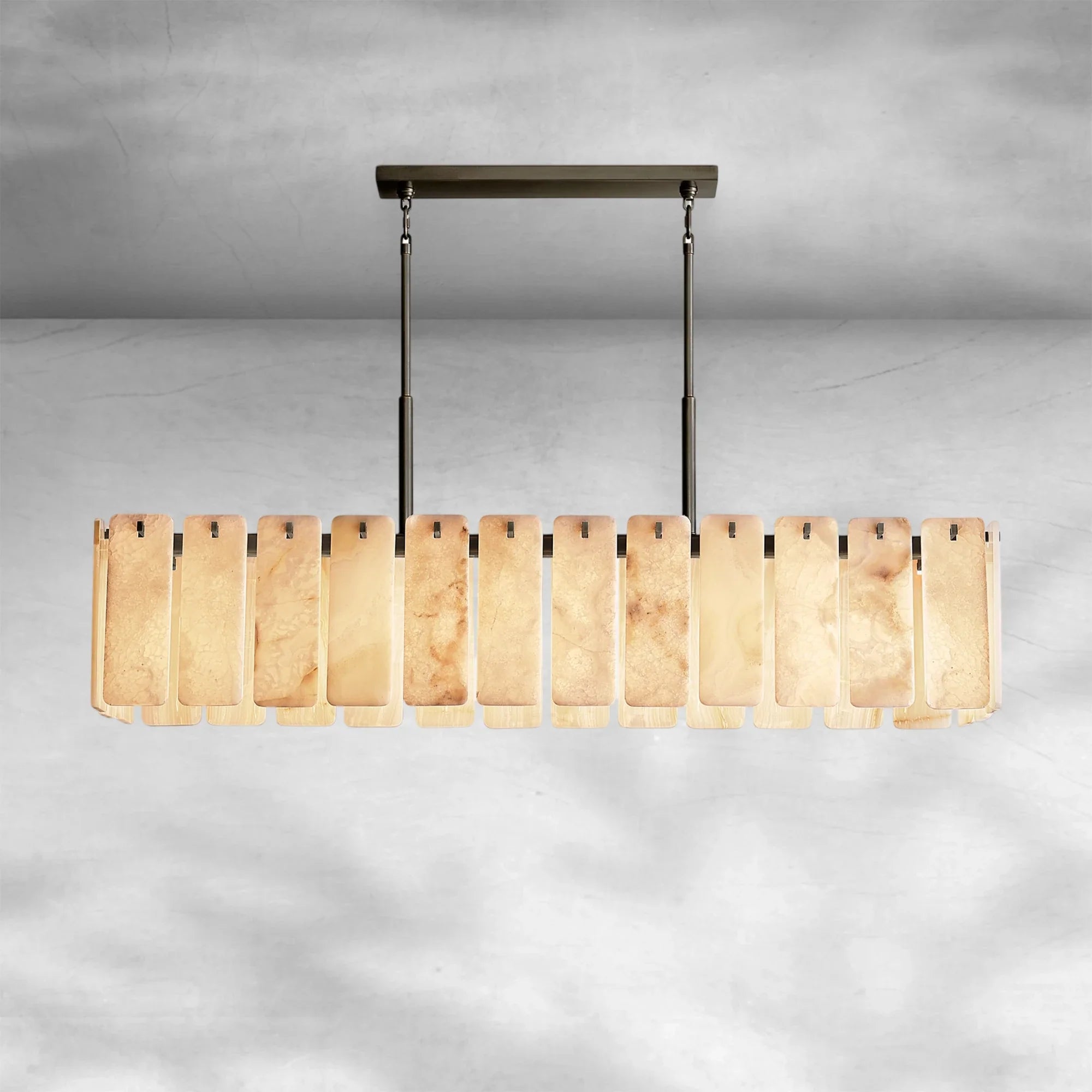 Calame Alabaster Rectangular Chandelier 72"
