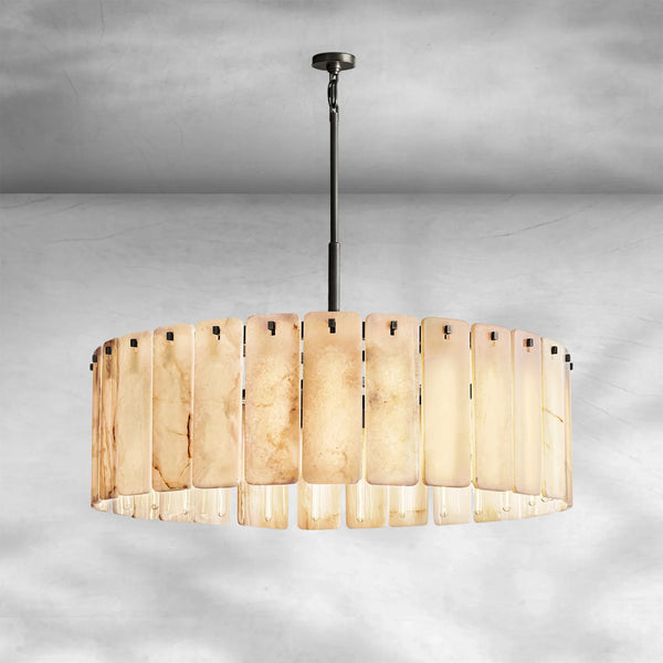 Calame Alabaster Round Chandelier 48" - Arialamps