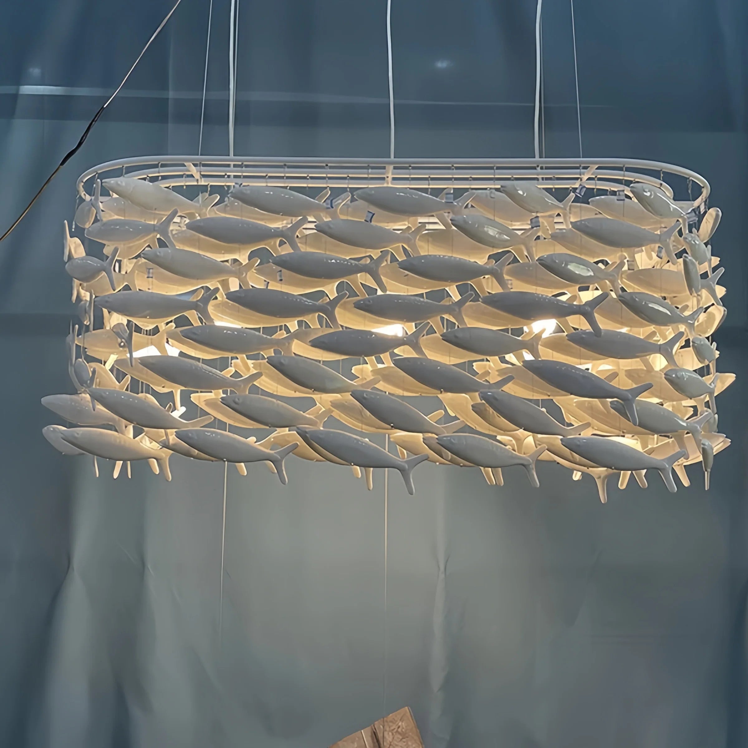 Artistic Porcelain Fish Chandelier – Unique Dining Room Lighting Fixture