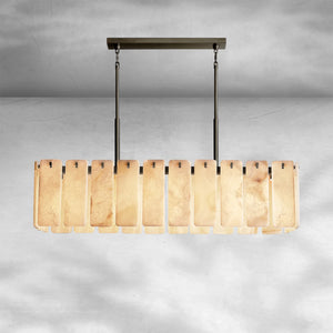 Calame Alabaster Rectangular Chandelier 60" - Arialamps
