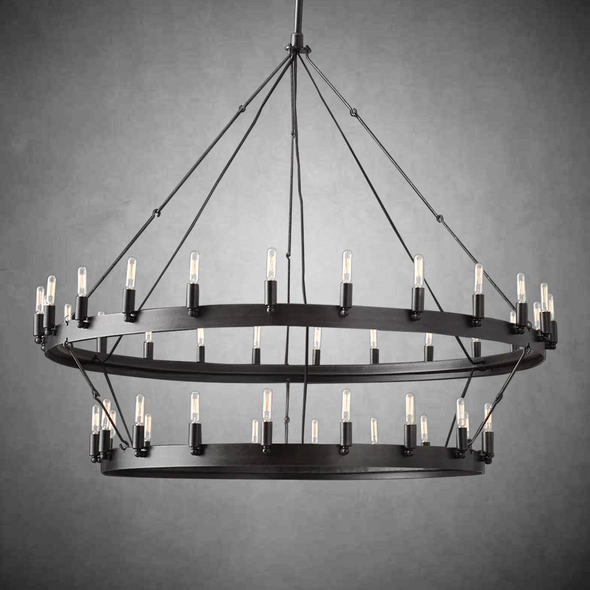 Dania Vintage Candelabra Two-Tier Round Chandelier