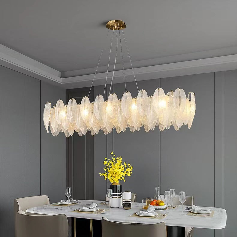 Aria Gilbert Feather rectangular Chandelier, Luxury Chandelie