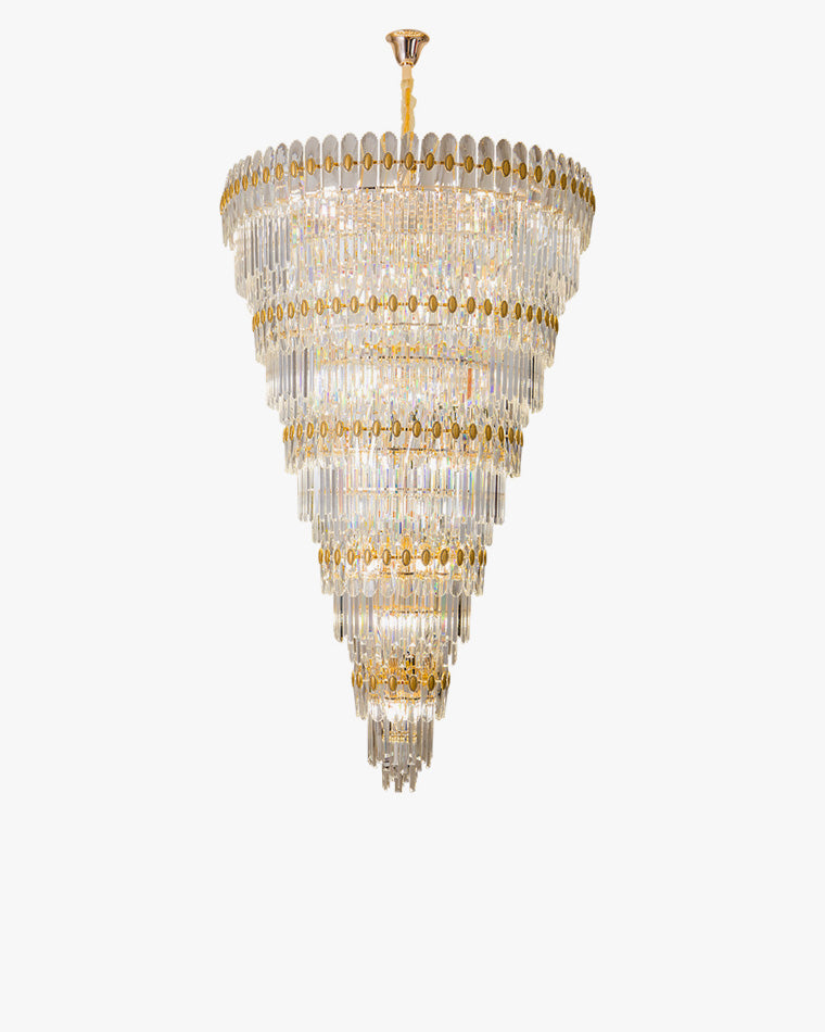 Aria Tiered Tapered Gold Crystal Chandelier