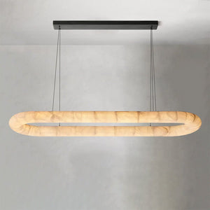 Rivaga Lisse Alabaster Oval Chandelier 57" 74" - Arialamps