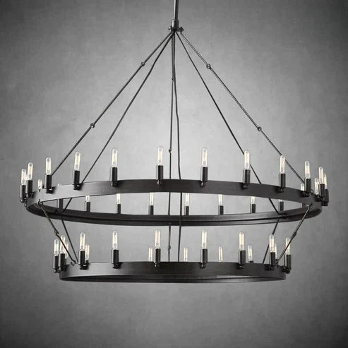 Dania Vintage Candelabra Two-Tier Round Chandelier