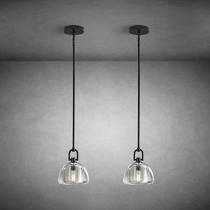 7" Glass Modern Black Pendant Lights(2PCS)