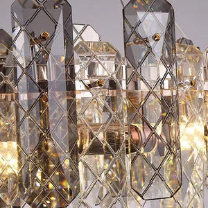 Modern Smoky Gray Crystal Chandelier Gleamy Light Fixture for Living/Dining Room/ Bedroom/ Home Office