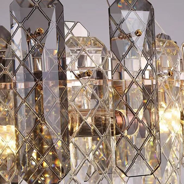 Modern Smoky Gray Crystal Chandelier Gleamy Light Fixture for Living/Dining Room/ Bedroom/ Home Office