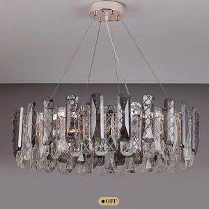 Modern Smoky Gray Crystal Chandelier Gleamy Light Fixture for Living/Dining Room/ Bedroom/ Home Office