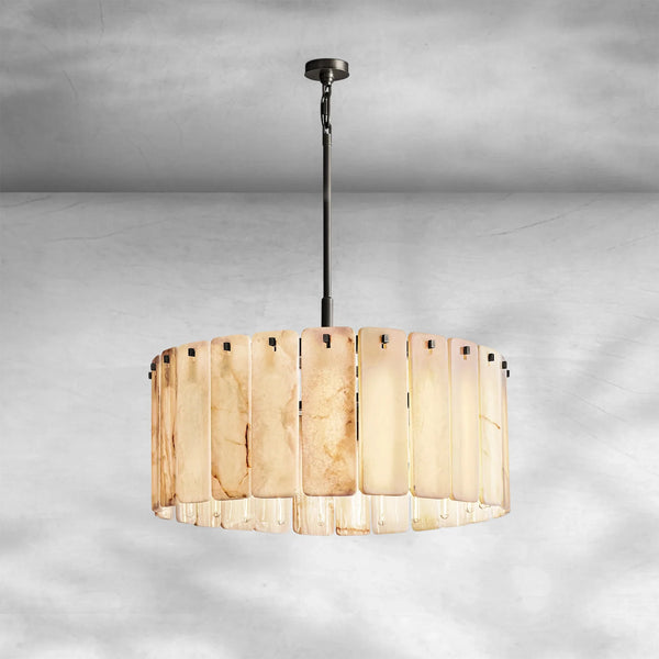 Calame Alabaster Round Chandelier 36" - Arialamps