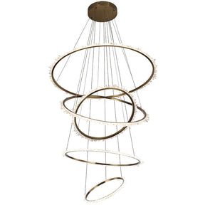 Aria Mamie Multi Rings Rock Crystal Chandelier for Staircase