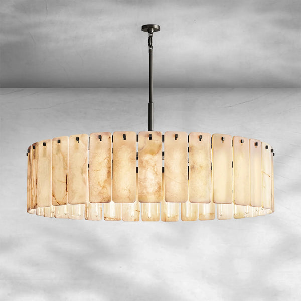 Calame Alabaster Round Chandelier 60" - Arialamps
