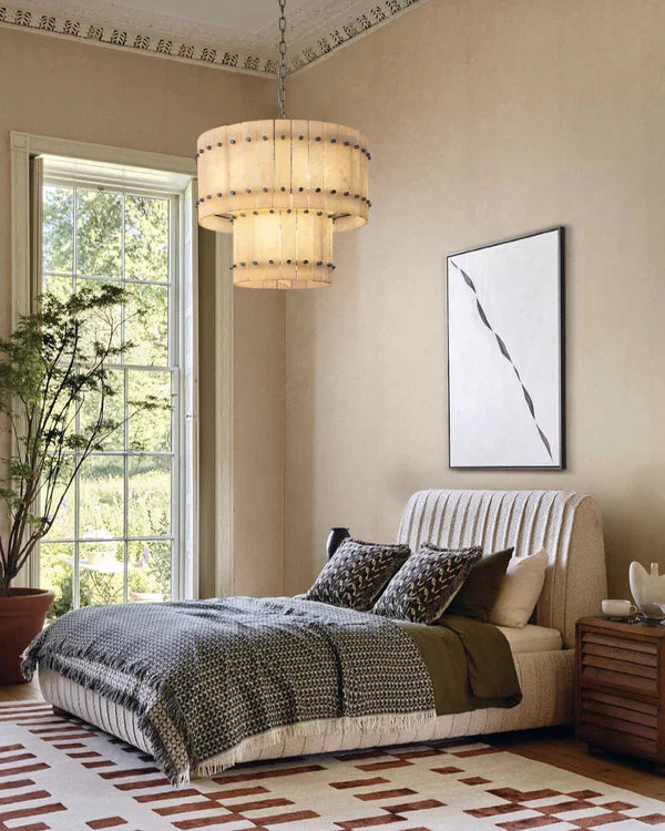 Sun Marcus Alabaster Round Tiered Chandelier