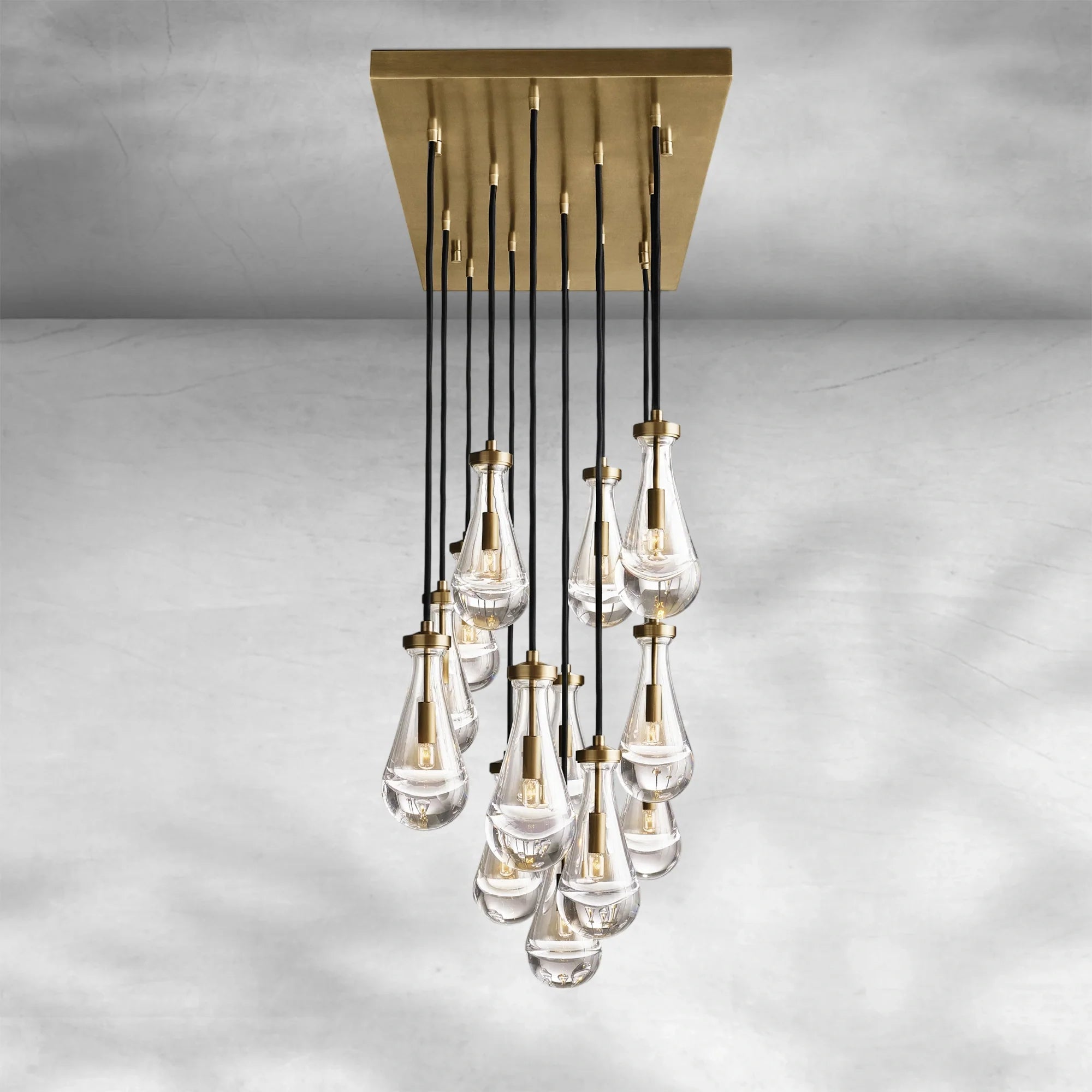 Raindrop Glass Linear Chandelier 54"