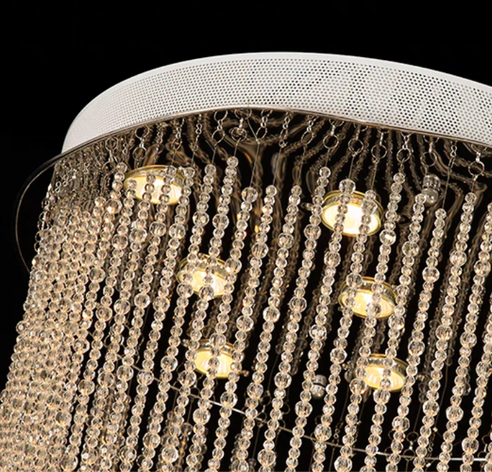 Extra Large Affordable Luxury Tiered Tassel Watefall Crystal Chandelier for Spiral Staircase/Villa/Hotel Lobby/Foyer