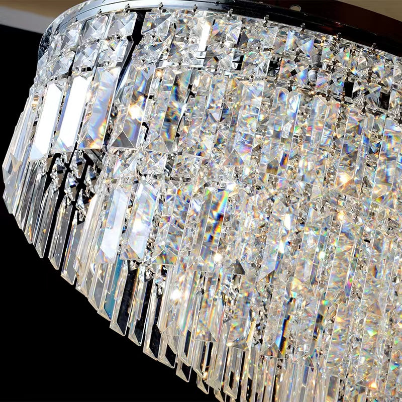 Extra Large Flush Mount Multi-tier Crystal Chandelier Modern Luxury Light Fixture For Living Room/Dining Room/Bedroom