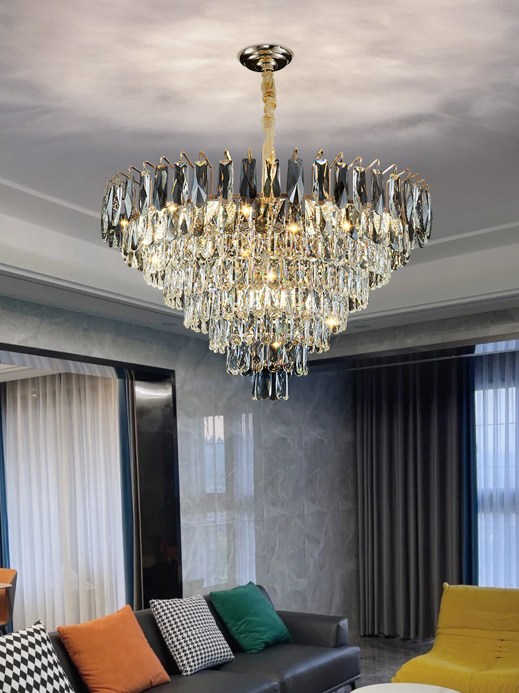 Modern Light Luxury Tiered Crystal Pendant Chandelier for Living/Dining Room/Bedroom