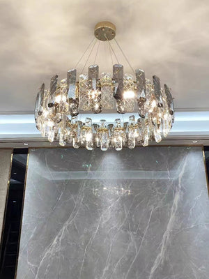 Modern Smoky Gray Crystal Chandelier Gleamy Light Fixture for Living/Dining Room/ Bedroom/ Home Office
