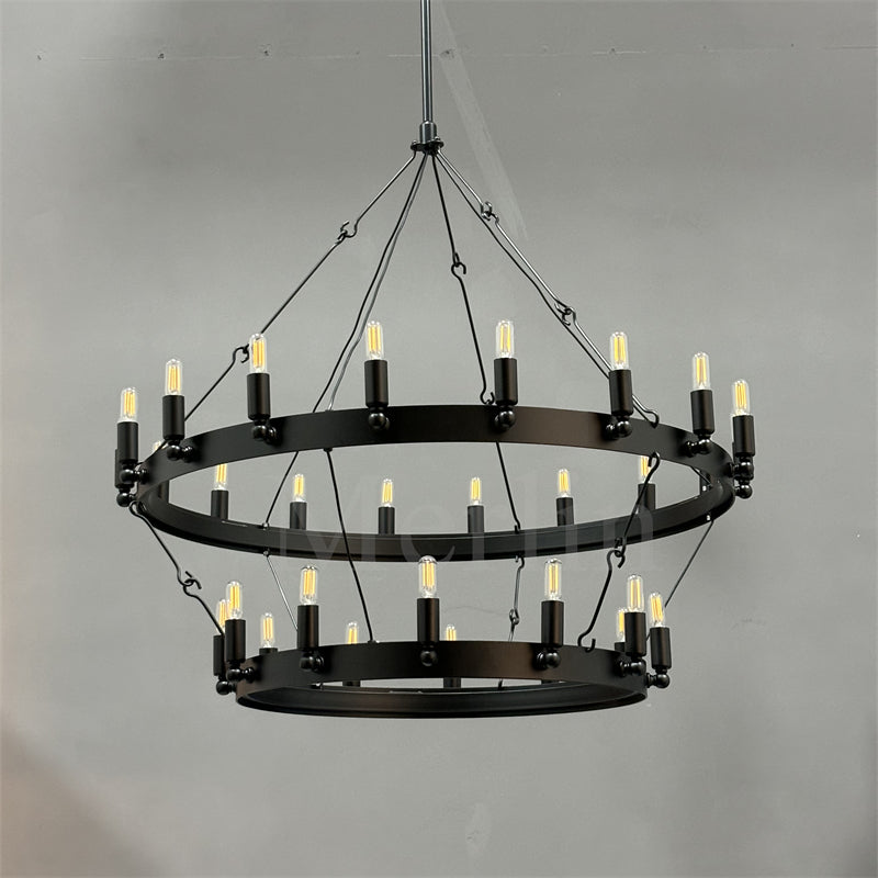 Dania Vintage Candelabra Two-Tier Round Chandelier