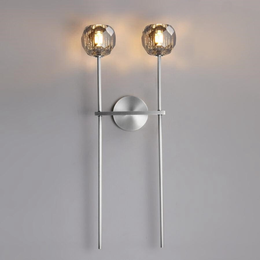 Bille De Crystal Smoke Glass Double Grand Wall Sconce