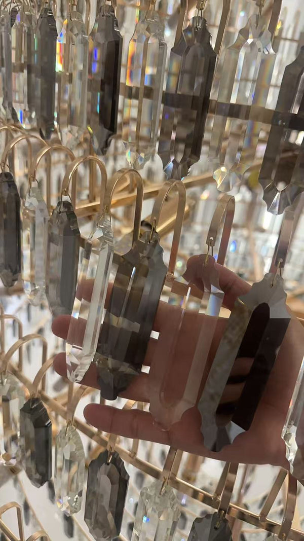 Luxury Multi-tiered Honeycomb Crystal Chandelier for High Ceiling